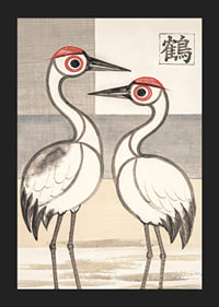 Two cranes in stylish harmony adorn this elegant poster.-5