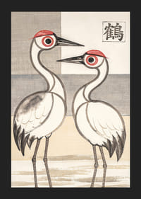 Two cranes in stylish harmony adorn this elegant poster.-5