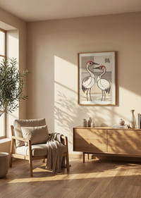 Two cranes in stylish harmony adorn this elegant poster.-8