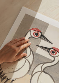 Two cranes in stylish harmony adorn this elegant poster.-9