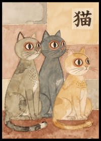 Three cats in a harmonious palette give a sense of calm and nostalgia.-6