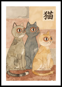 Three cats in a harmonious palette give a sense of calm and nostalgia.-0
