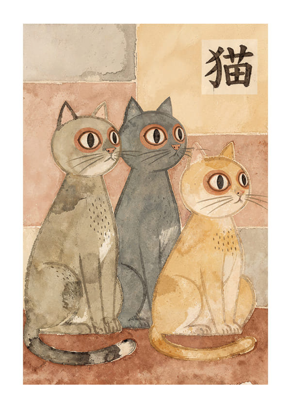 Poster Japandi Cats