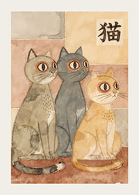Three cats in a harmonious palette give a sense of calm and nostalgia.-3