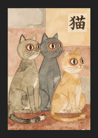 Three cats in a harmonious palette give a sense of calm and nostalgia.-5