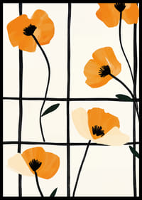 Glowing poppies in a grid add elegance to walls.-6