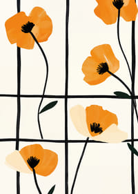 Glowing poppies in a grid add elegance to walls.-7