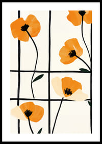 Glowing poppies in a grid add elegance to walls.-0