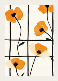 Glowing poppies in a grid add elegance to walls.-3