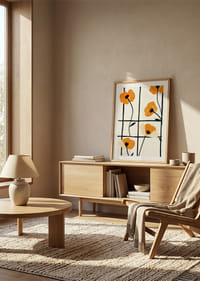 Glowing poppies in a grid add elegance to walls.-8