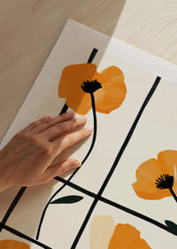 Glowing poppies in a grid add elegance to walls.-9