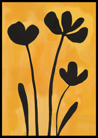 Black silhouettes of flowers against a golden background.-6