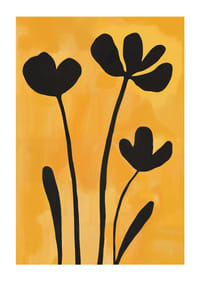 Black silhouettes of flowers against a golden background.-1