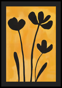 Black silhouettes of flowers against a golden background.-4