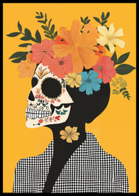 The contrast between skull and flowers fascinates and catches the eye.-6