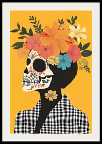 The contrast between skull and flowers fascinates and catches the eye.-2