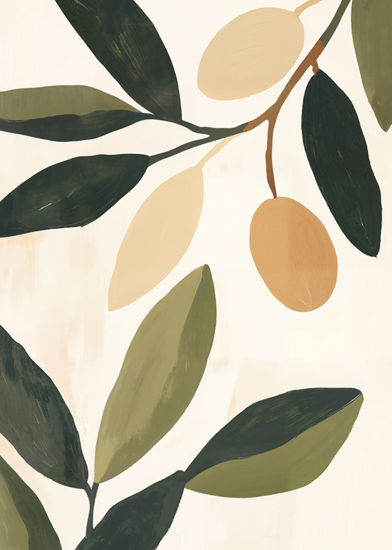 The simplicity of the olives and leaves gives the room calm and elegance.-12