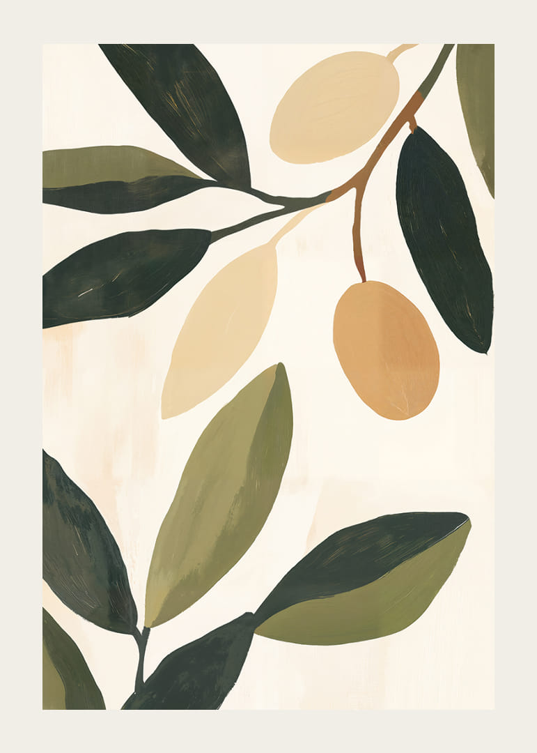 The simplicity of the olives and leaves gives the room calm and elegance.-12