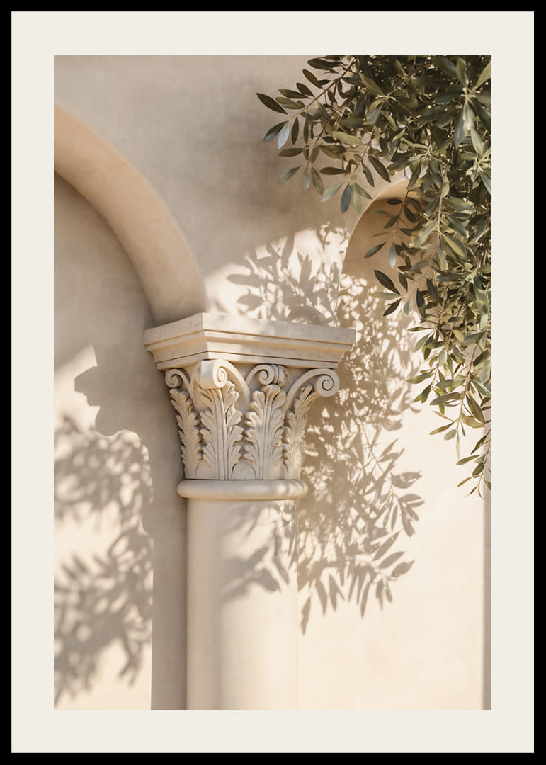 Sun-filled shadows dance over classical architecture.-12