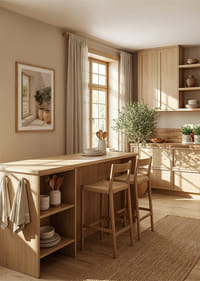 The sun's soft light dances over rustic pots and olive trees.-8