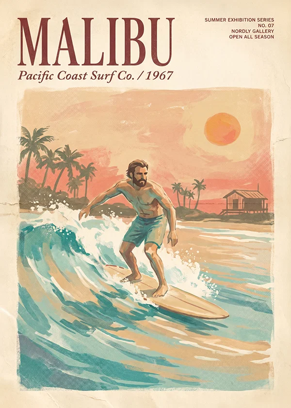 Poster Malibu Surfing