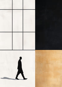 Elegant silhouette wanders towards a geometric world of contrasts.-7