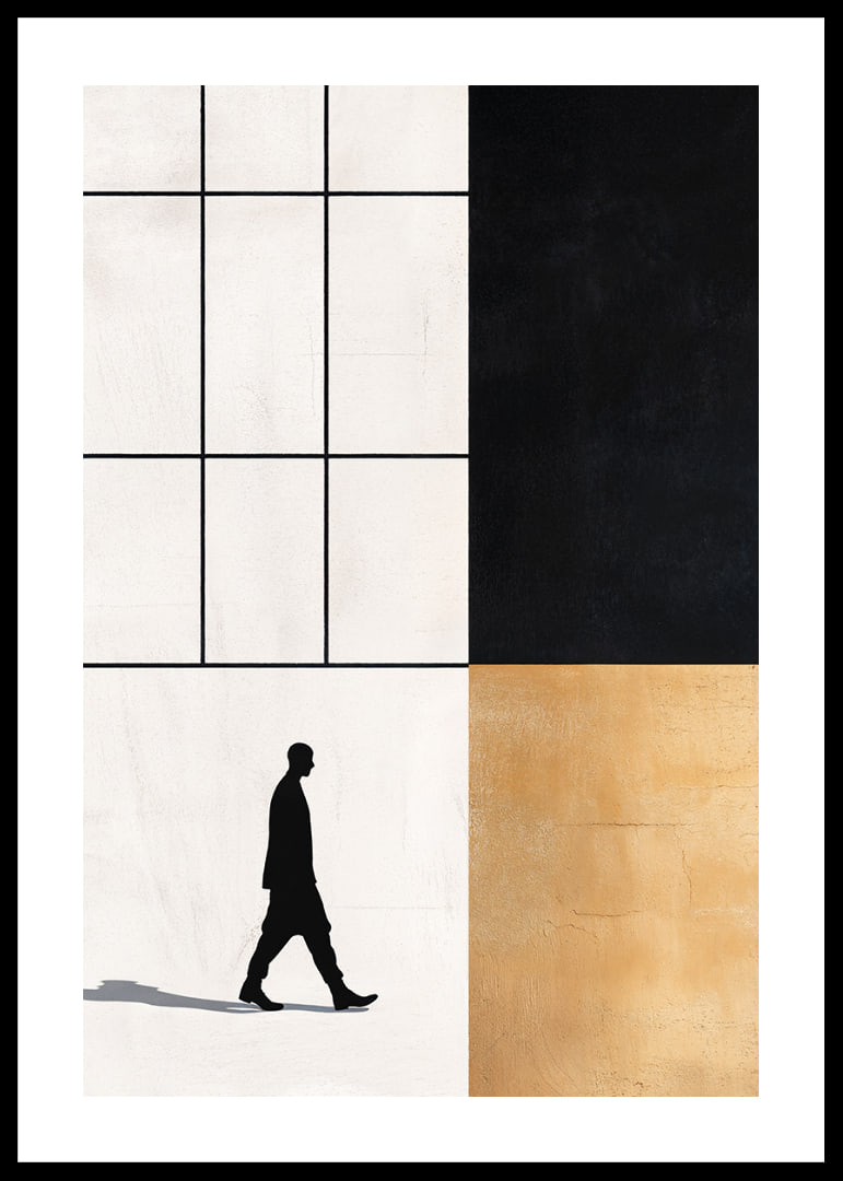 Elegant silhouette wanders towards a geometric world of contrasts.-12