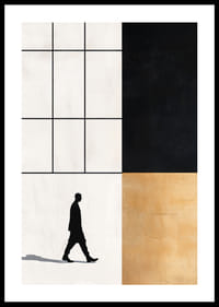 Elegant silhouette wanders towards a geometric world of contrasts.-0