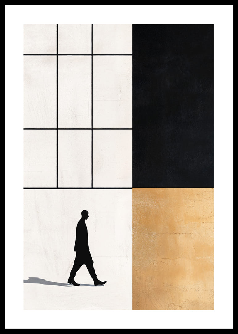 Elegant silhouette wanders towards a geometric world of contrasts.-12