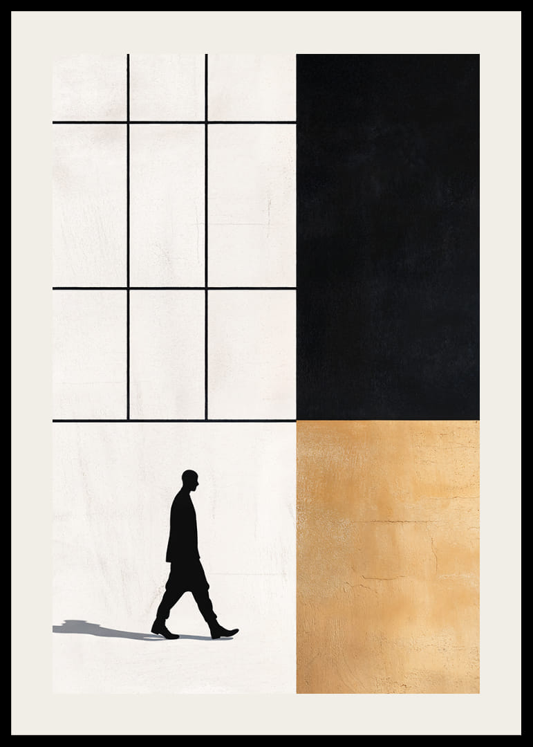 Elegant silhouette wanders towards a geometric world of contrasts.-12