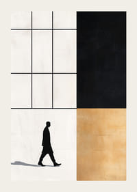 Elegant silhouette wanders towards a geometric world of contrasts.-3