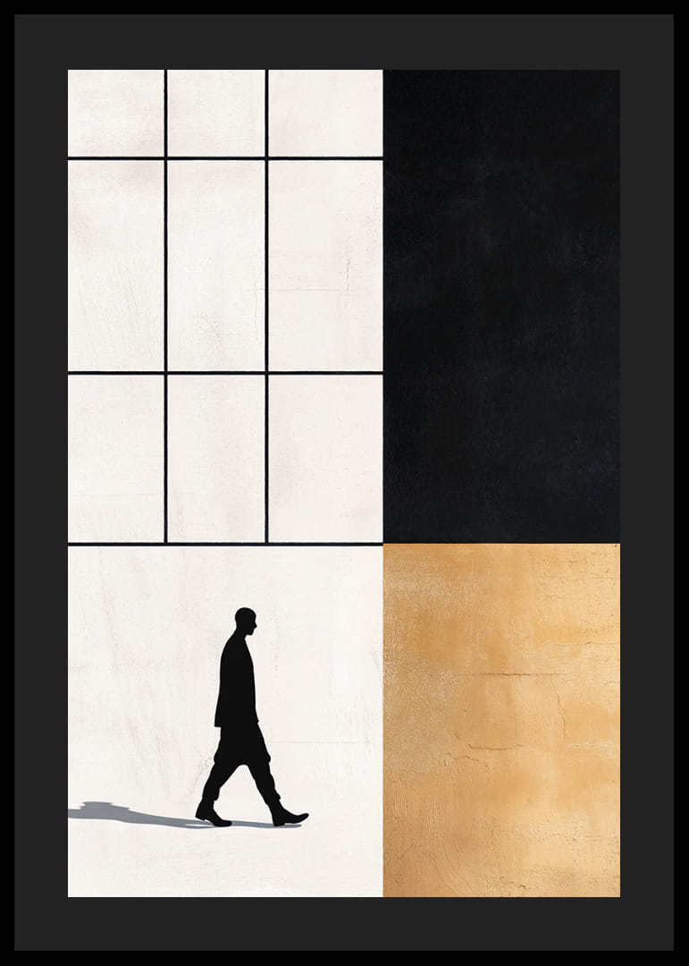 Elegant silhouette wanders towards a geometric world of contrasts.-12