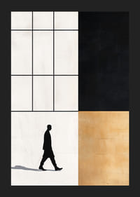 Elegant silhouette wanders towards a geometric world of contrasts.-5