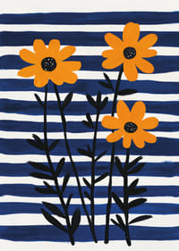 Sunny flowers against a striped background spread joy.-7