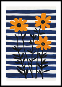 Sunny flowers against a striped background spread joy.-0