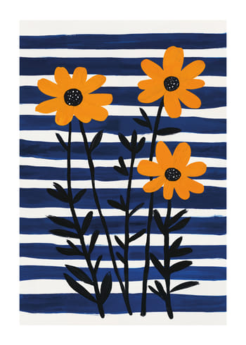 Affiche Golden Blooms In Stripes