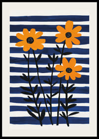Sunny flowers against a striped background spread joy.-2