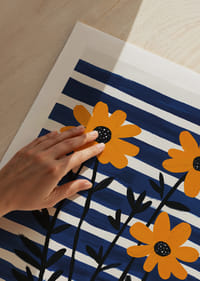 Sunny flowers against a striped background spread joy.-9