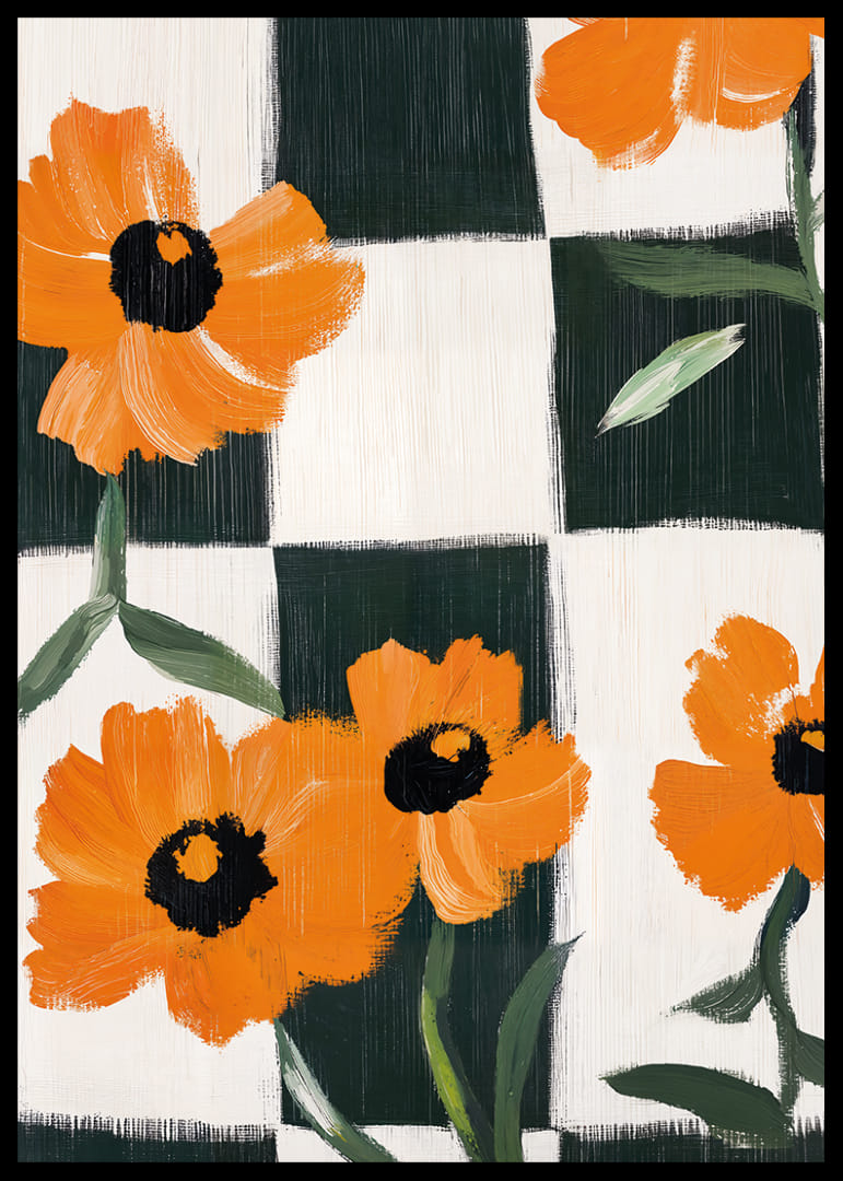 Floral patterns on a checkered background create life and energy.-12