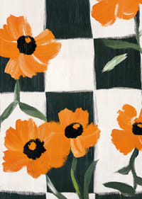 Floral patterns on a checkered background create life and energy.-7