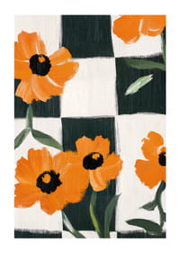 Floral patterns on a checkered background create life and energy.-1