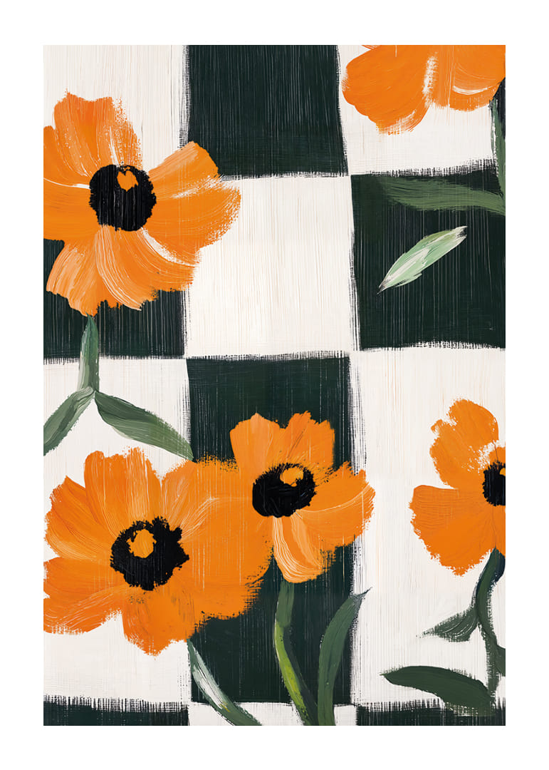 Floral patterns on a checkered background create life and energy.-12