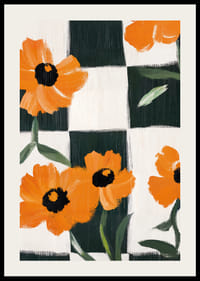 Floral patterns on a checkered background create life and energy.-2
