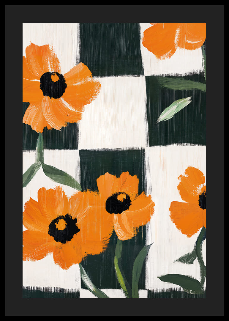 Floral patterns on a checkered background create life and energy.-12