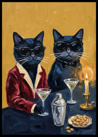 Two handsome cats in tuxedos at a festive evening dinner.-6