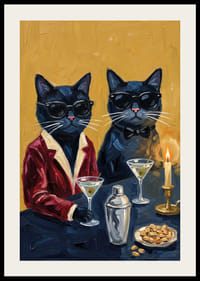 Two handsome cats in tuxedos at a festive evening dinner.-2