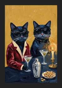 Two handsome cats in tuxedos at a festive evening dinner.-5