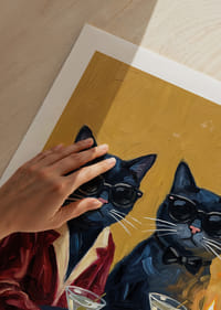 Two handsome cats in tuxedos at a festive evening dinner.-9