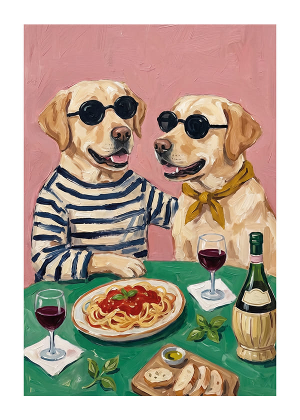Poster Wine Drinking Dogs