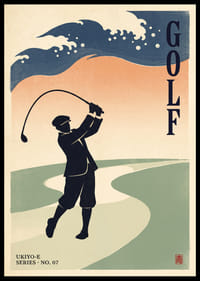 Vintage golf motif with a powerful swing and seaside feel.-0